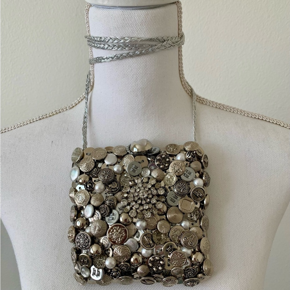 Embellished Button Crossbody Bag